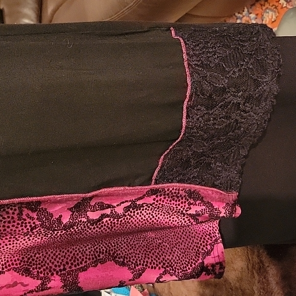 Creation Long Top S 3/4 Sleeves Pink and Black - Picture 4 of 9